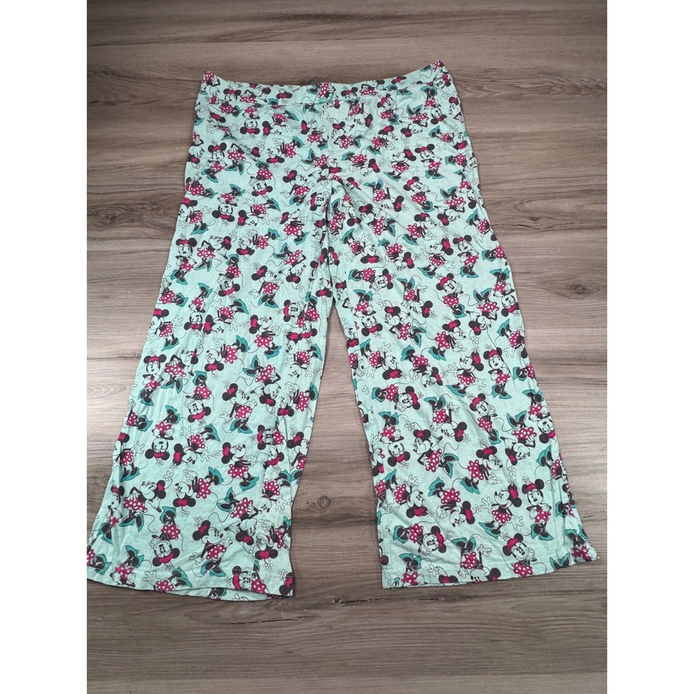 Disney Minnie‎ Mouse Pajama Pants Lounge Sleepwear Women's Size M Teal Polka Dot
